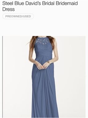 Elegant Slate Blue Sleeveless Lace-Accented Evening Dress